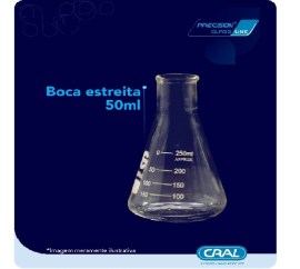 Erlenmeyer De Vidro Boca Estreita - 50 Ml - Cral